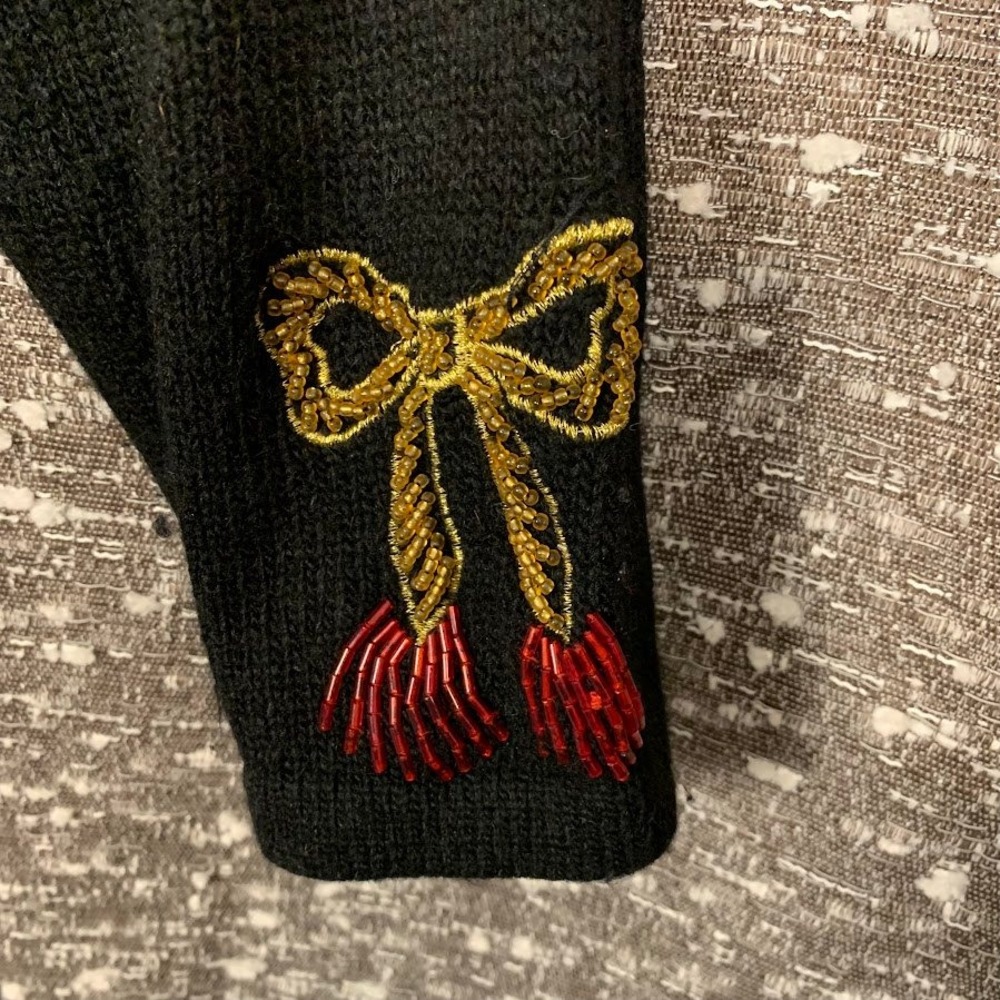 Karen Scott Evening Vintage Christmas Sweater Black Sequin Ornaments Holiday - Picture 3 of 9